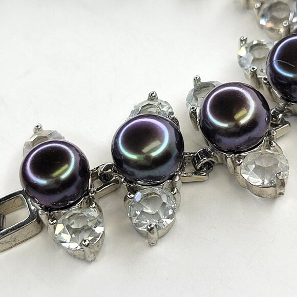 Stunning Black Pearls with Crystals Bracelet - One Of A Kind - Picture 8 of 13